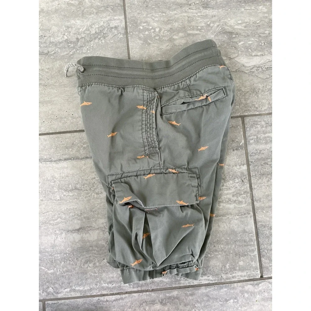 Gap Kids Cargo Shorts Green Orange Shark Print Pullup Small 6-7